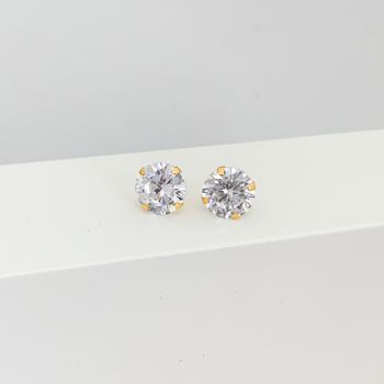 Brinco Solitário 10mm Banhado a Ouro 18k - 101183... - Roanne Jóias