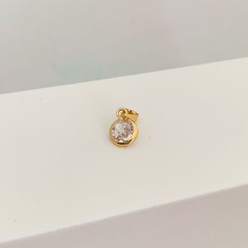 Pingente Solitário Zirconia Cristal 6mm Banhado a ... - Roanne Jóias