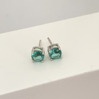 Brinco Solitário Zircônia Verde Turmalina Prata 92... - Roanne Jóias