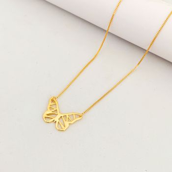 Colar Borboleta Vazada Banhado a Ouro 18k - 101183... - Roanne Jóias