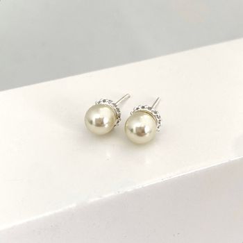 Brinco Pérola Base Cravejada Zircônia Prata 925 - ... - Roanne Jóias