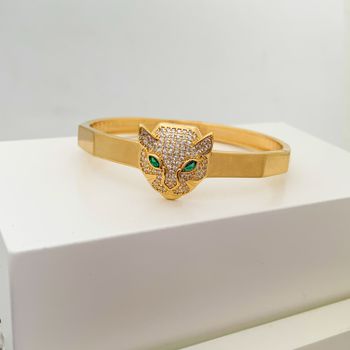 Bracelete Tigre Cravejado com Zirconia Banhado a O... - Roanne Jóias