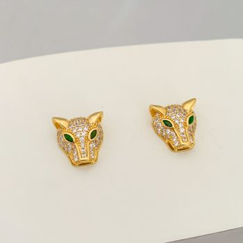 Brinco Tigre com Zircônias Banhado a Ouro 18k - 10... - Roanne Jóias