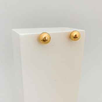Brinco Bola 10mm Banhado a Ouro 18k - 105432 - Roanne Jóias