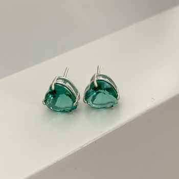 Brinco Coração Verde Claro Prata 925 - 106740 - Roanne Jóias