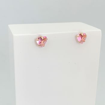 Brinco Coração Zirconia Rosa Banhado a Ouro 18k - ... - Roanne Jóias