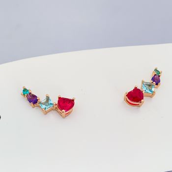 Brinco Ear Cuff Com Zirconia Banhado a Ouro 18k - ... - Roanne Jóias