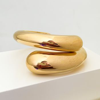 Bracelete Aberto Abaulado Banhado a Ouro 18k - 106... - Roanne Jóias