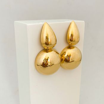 Brinco Gota e Bola Banhado a Ouro 18k - 106012 - Roanne Jóias