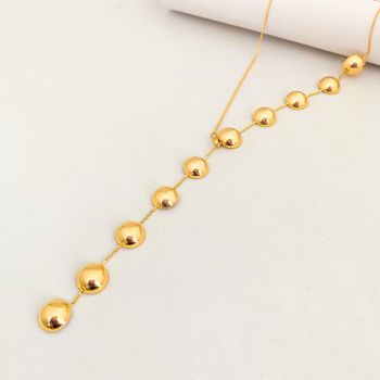 Colar Gravata Meia Bola Banhado a Ouro 18k - 1060... - Roanne Jóias