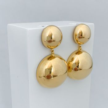 Brinco Esfera Dupla Banhado a Ouro 18k - 106089 - Roanne Jóias