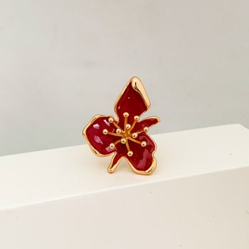 Anel Flor Resina Banhado a Ouro 18k - 106307 - Roanne Jóias