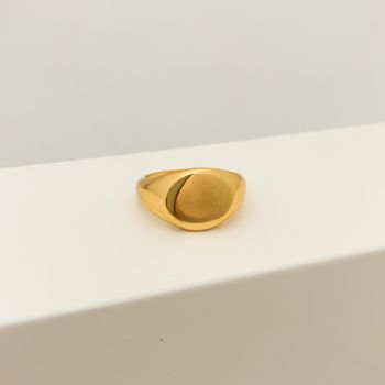 Anel Sinete Redondo Banhado a Ouro 18k - 106522 - Roanne Jóias