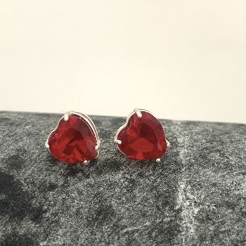 Brinco Coração Vermelho Prata 925 - 106736 - Roanne Jóias