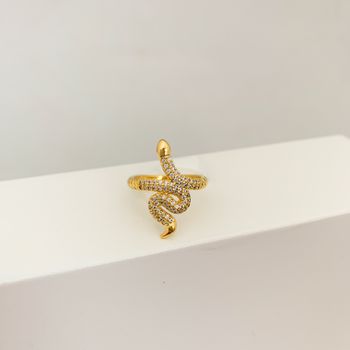 Anel Cobra Zirconia Banhado Ouro 18k - 106981 - Roanne Jóias