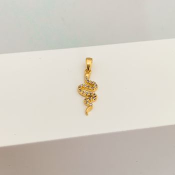 Pingente Cobra com Zircônia Banhado a Ouro 18k - 1... - Roanne Jóias