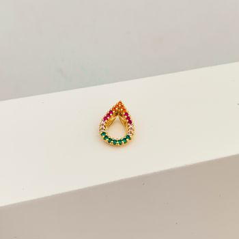 Pingente Gota com ZIrconia Colorida Banhado a Ouro... - Roanne Jóias