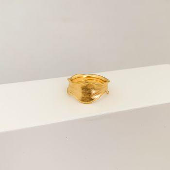 Anel Ondulado Acetinado Banhado a Ouro 18k - 10756 - Roanne Jóias