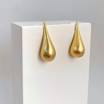 Brinco Gota Acetinada Banhado a Ouro 18k - 107592 - Roanne Jóias