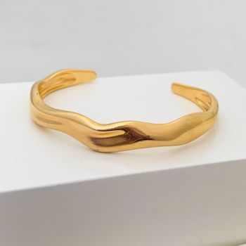 Bracelete Ondulado Aberto Banhado a Ouro 18k - 107... - Roanne Jóias