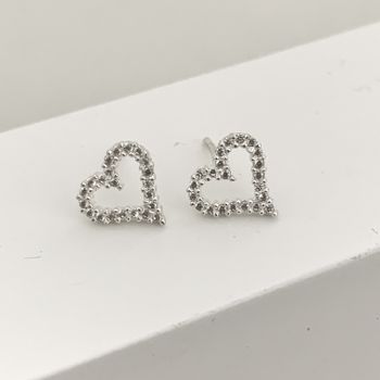 Brinco Coração com Zircônia Prata 925 - 107987 - Roanne Jóias