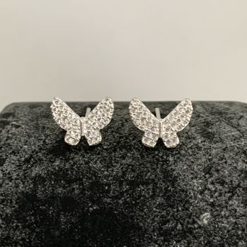 Brinco Borboleta Cravejada com Zircônia Prata 925 ... - Roanne Jóias
