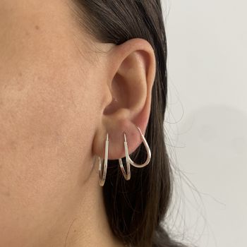 Kit Argola Gota Prata Legitima 925 Fio Quadrado - ... - Roanne Jóias