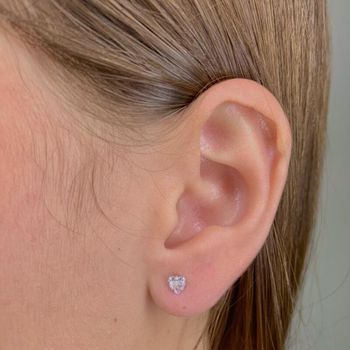 Brinco de Zircônia Coração 4mm Prata 925 - 107095... - Roanne Jóias