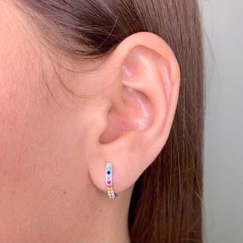 Argola G com Zircônia Colorida Prata 925 - 105777 - Roanne Jóias