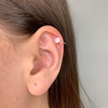 Piercing de Cartilagem Rosa Fake Prata 925 - 1012... - Roanne Jóias