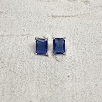 Brinco Retagular Azul Escuro Prata 925 - 10118318... - Roanne Jóias