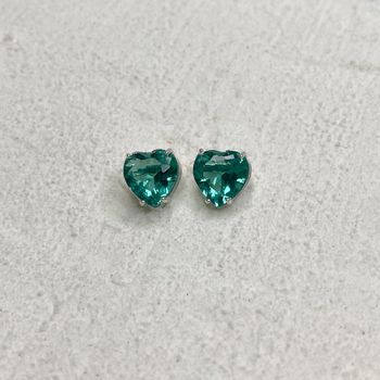 Brinco Coração Verde Claro Prata 925 - 106740 - Roanne Jóias