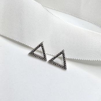 Brinco Triângulo Envelhecido Prata 925 - 10114127 - Roanne Jóias