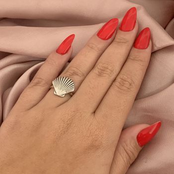 Anel Prata Legítima 925 Concha Envelhecido - 1012... - Roanne Jóias