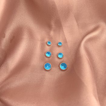 Trio Brincos com Zircônia Azul Prata 925 - 107370 - Roanne Jóias