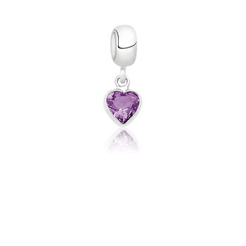 Berloque Zircônia Coração Roxo Mês de Aniversario ... - Roanne Jóias