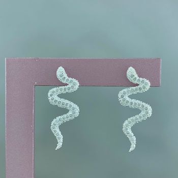 Brinco Prata Legitima 925 Cobra com Zircônia - 10... - Roanne Jóias