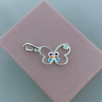 Pingente Borboleta com Zircônia Colorida Prata 925... - Roanne Jóias