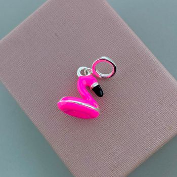 Berloque Boia de Flamingo Rosa Prata 925 - 107905 - Roanne Jóias