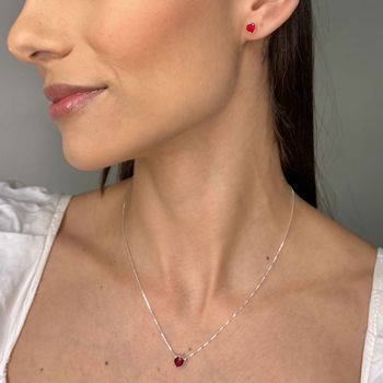 Conjunto Zircônia Coração Vermelho Prata 925 - 106... - Roanne Jóias
