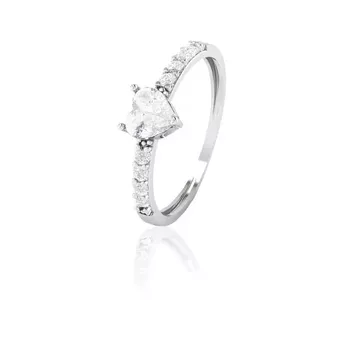 Anel com Zircônia Coração Prata 925 - 106743 - Roanne Jóias
