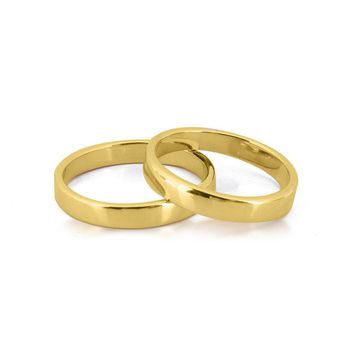 Aliança Quadrada com Banho de Ouro 18k - 106997 - Roanne Jóias