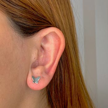 Brinco Prata Legitima 925 Origami Borboleta Lisa ... - Roanne Jóias