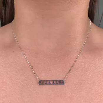 Colar com Pingente Lua Prata 925 - 105522 - Roanne Jóias