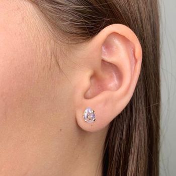 Brinco Zircônia de Gota Médio Banho Ouro 18k - 10... - Roanne Jóias