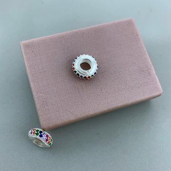 Berloque Separador com Zircônia Colorida Prata 925... - Roanne Jóias