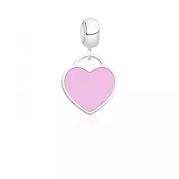 Berloque Coração Resina Rosa Prata 925 - 10116255 - Roanne Jóias