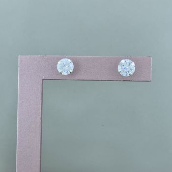 Brinco Solitario Zirconia 8mm Prata 925 - 108111 - Roanne Jóias