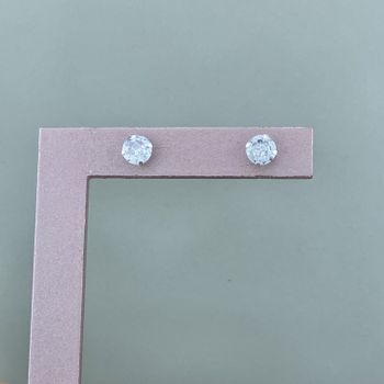Brinco Solitario Zirconia 7mm Prata 925 - 108113 - Roanne Jóias