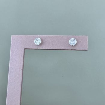 Brinco Solitario Zirconia 6mm Prata 925 - 108112 - Roanne Jóias